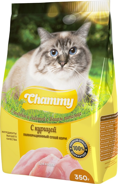Чамми (Chammy)\для взрослых кошек\сух\пакет\Курица\350гр\18\8643