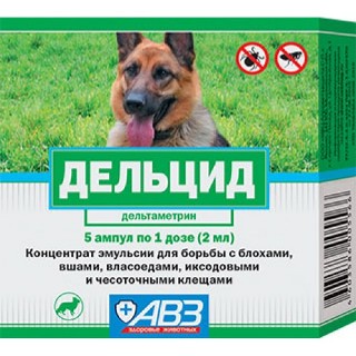 ДЕЛЬЦИД/5амп. по 1 дозе/2мл/Для обработки собак при арахно-энтомозах, а также для дезинсекции 