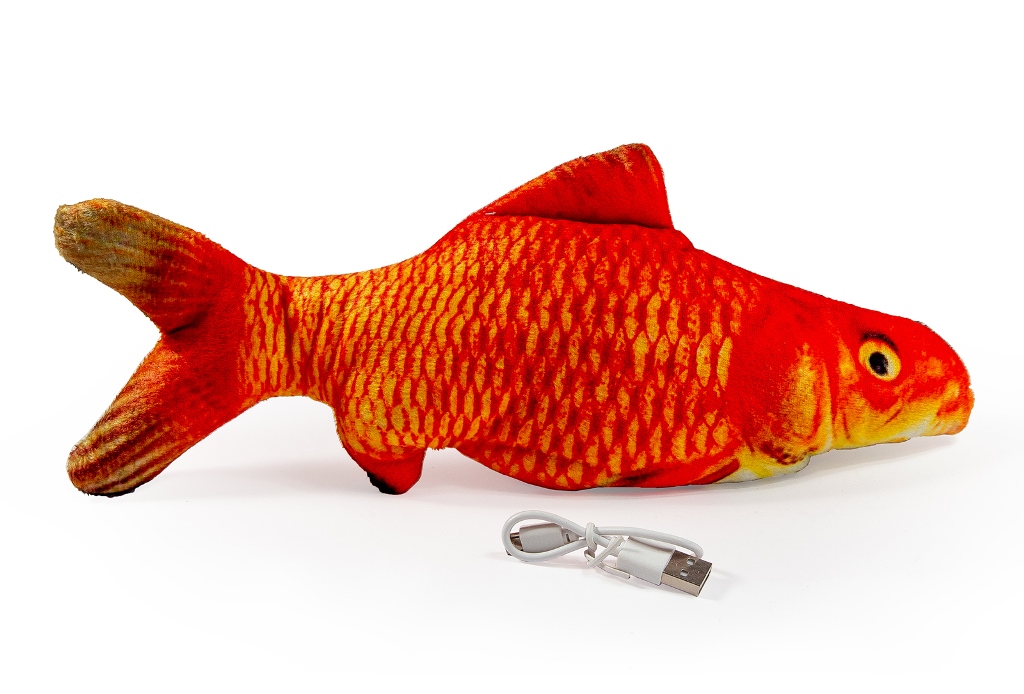 Рыба с двигающимся хвостом+USB-зарядка\оранжевая\25см\ЕК109\0221\0923