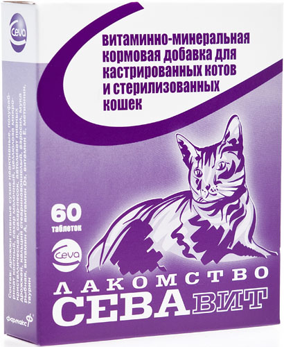 Поливитамины CEVA для кастрированных котов и стерилизованных кошек\60табл уп\5