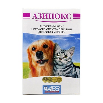Азинокс 6табл\ангельминтик против ленточных червей для кошек и собак\1таб на 10кг\10\АВЗ