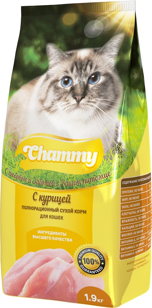 Чамми (Chammy)\для взрослых кошек\сух\пакет\Курица\1,9кг\6\8671