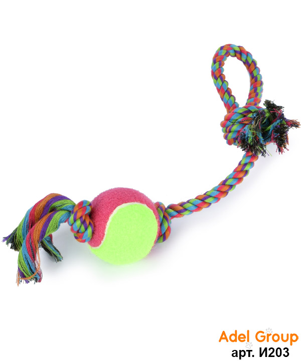 Веревка цветная с петлей 2 узла и мяч\430мм\12111030