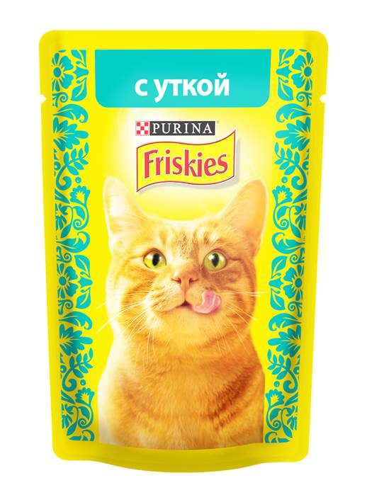 ФРИСКИС\для взрослых кошек\влаж\пауч\ Утка кусочки в подливе\85гр\24\12443559