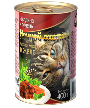 Ночной охотник\для взрослых кошек\влаж\конс\ЖелеГовядинаПечень\415гр\20\1485