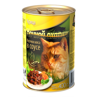 Ночной охотник\для взрослых кошек\влаж\конс\СоусКурицаКусочки\415гр\20\1812