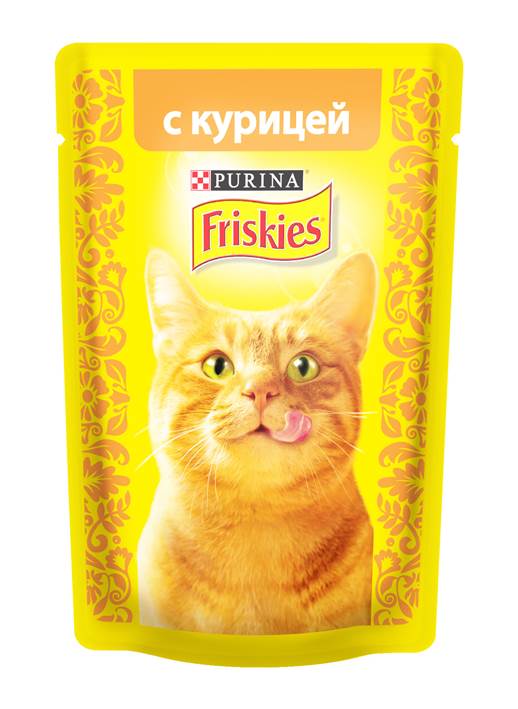 ФРИСКИС\для взрослых кошек\влаж\пауч\ Курица кусочки в подливе\85гр\24\12383905