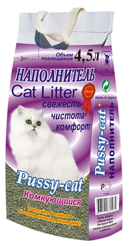 Наполн\ПУССИ-КЭТ\для кошек\комкующийся\сиреневый