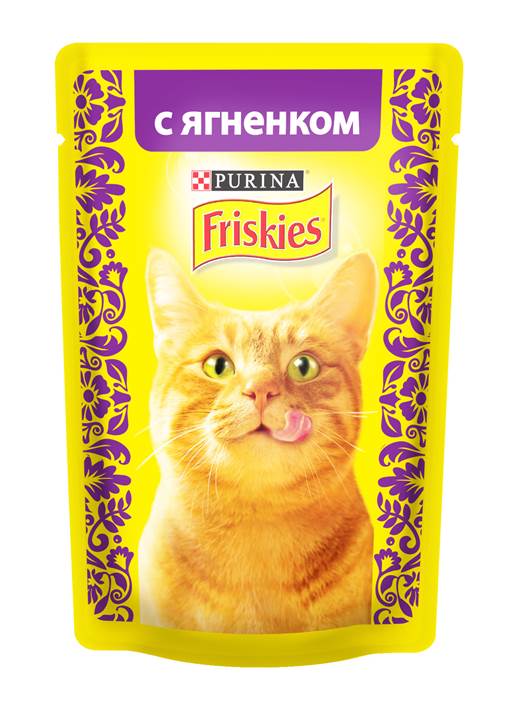 ФРИСКИС\для взрослых кошек\влаж\пауч\ Ягненок кусочки в подливе\85гр\24\12443571