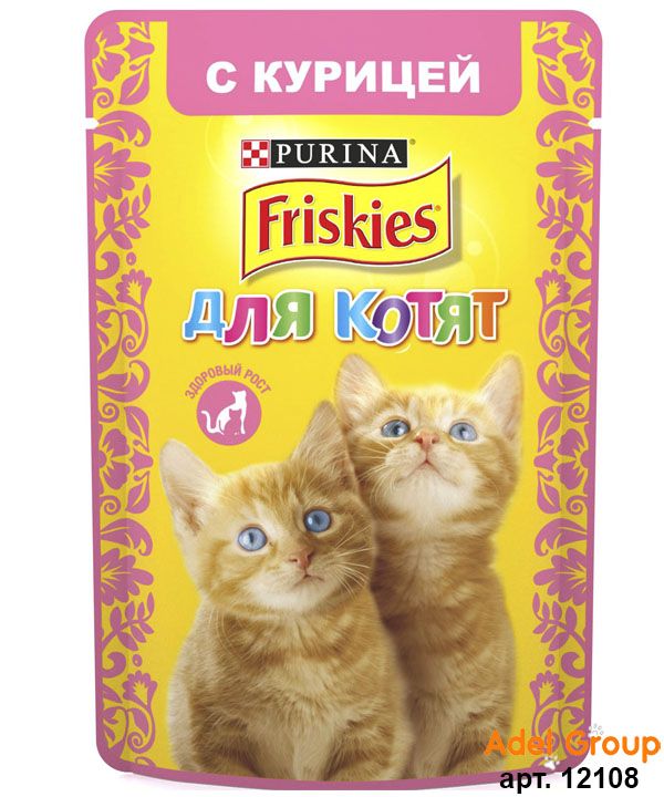 ФРИСКИС\ДЛЯ  КОТЯТ\влаж\пауч\ Курица кусочки в подливе\85гр\24\124478681