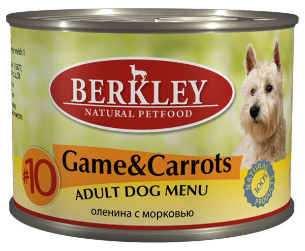 Беркли\для взрослых собак\влаж\конс\№10 Дичь с морковью\200гр\6\350 75006