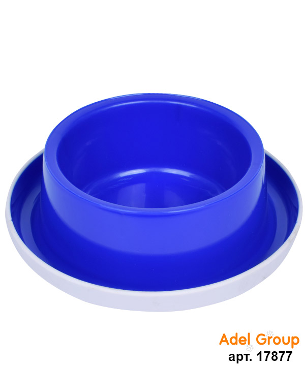 Миска пластиковая круглая на противоскользящей основе\400мл\синяя\уп15\М6221 снят с произв